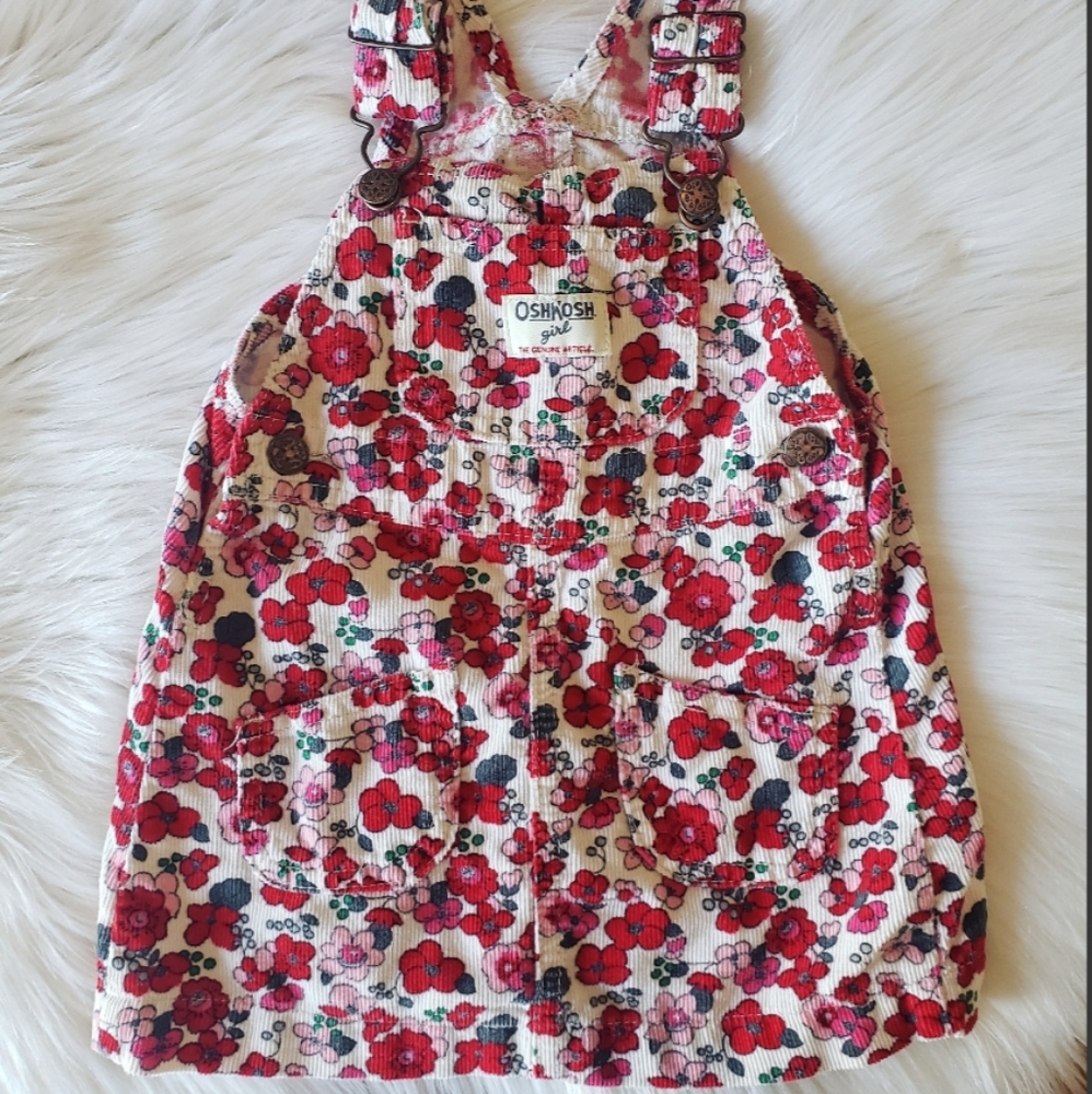 Oshkosh Floral Corduroy Skirt Overall